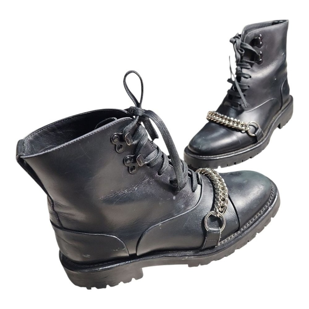 Burberry Chain Combat Boots Women Sz5 (IT35) Black Edgy Lug Sole Grunge designer - Picture 5 of 13